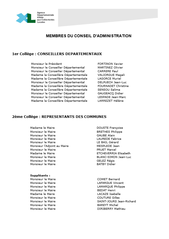 Composition du conseil d'administration